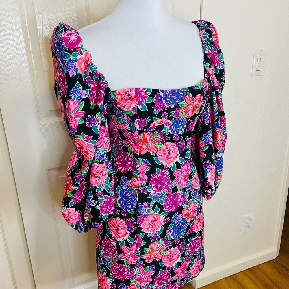 Zara Puff Sleeve Long Sleeve Floral Mini Dress Size Small - Picture 5 of 11